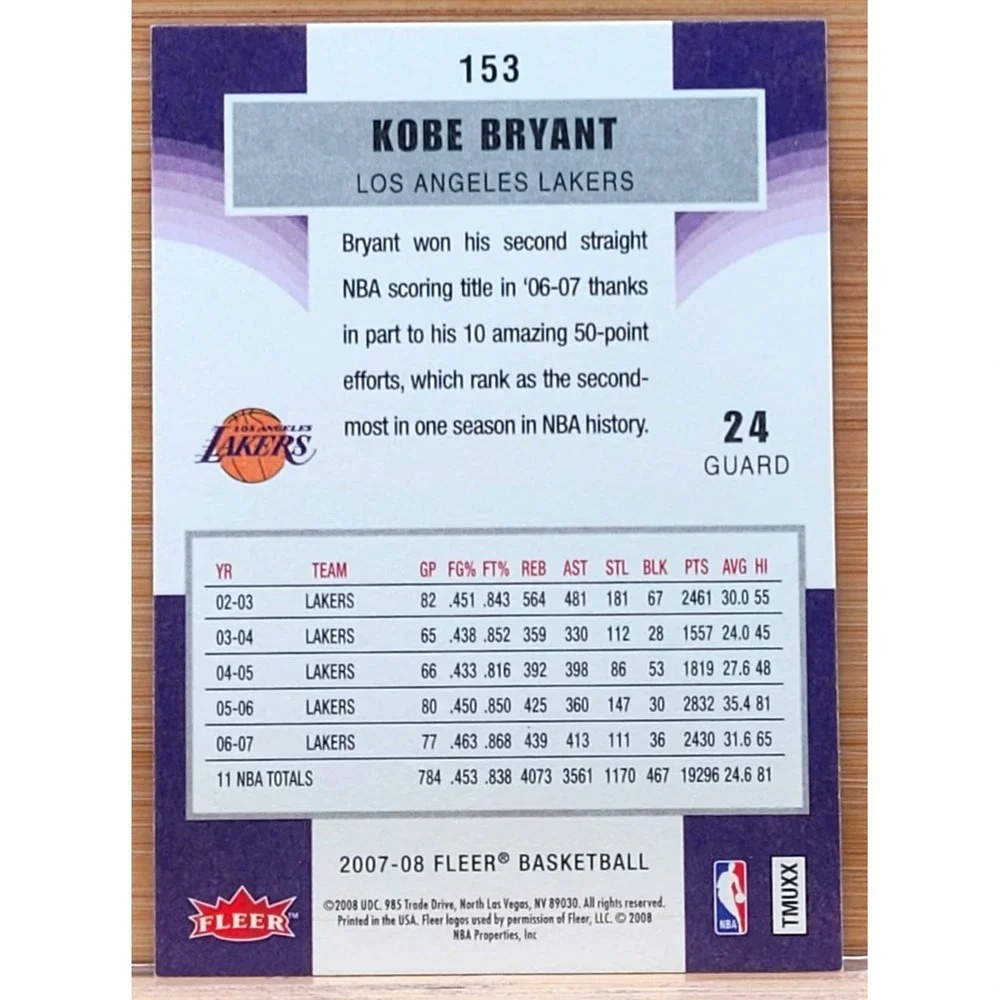 2007-08 FLEER KOBE‎ BRYANT #153 LAKERS